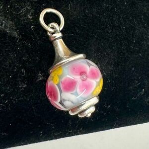 JAMES AVERY Sterling Silver Conical Spring Flowers Finial Glass Charm; RETIRED